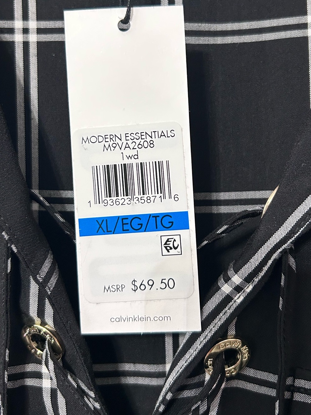 Calvin Klein Plaid Blouse Size XL NWT - Picture 8 of 12